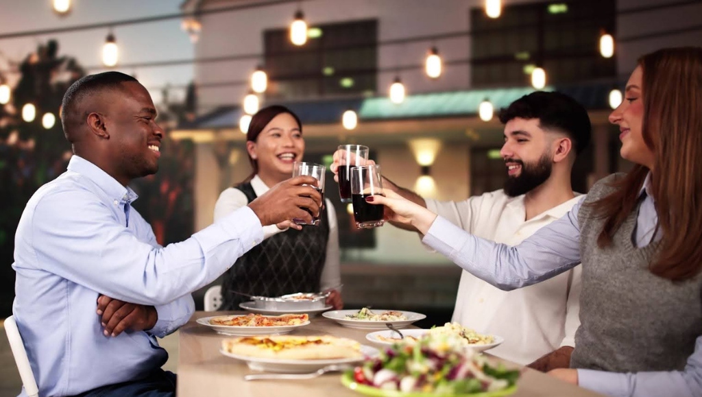 Group Of People And Dinner Party Celebration