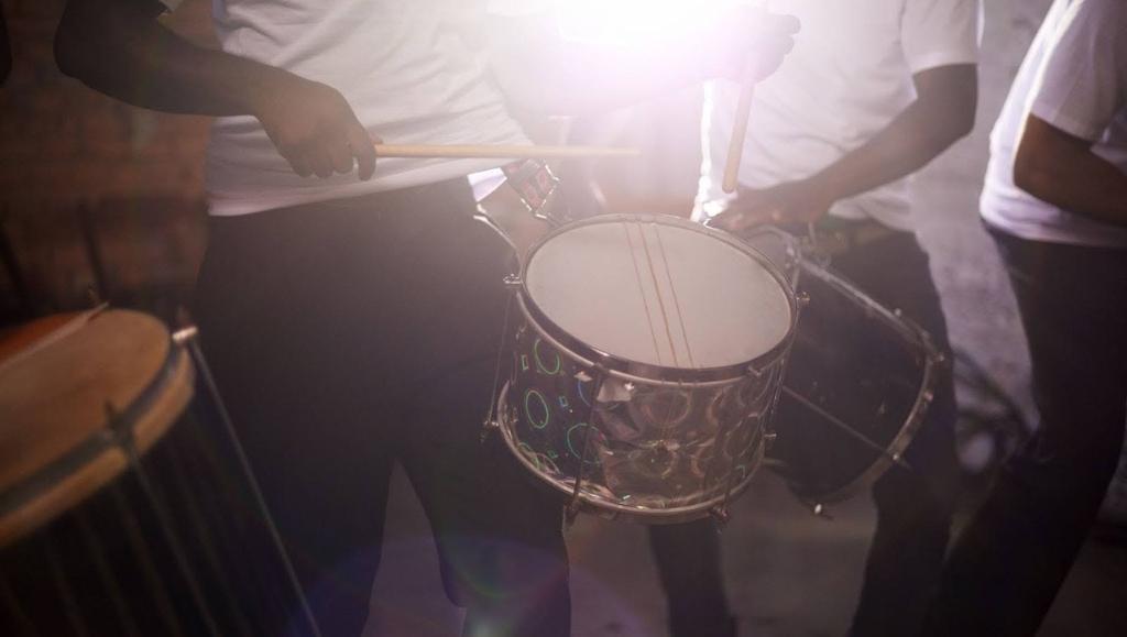 Small group of drummers perform